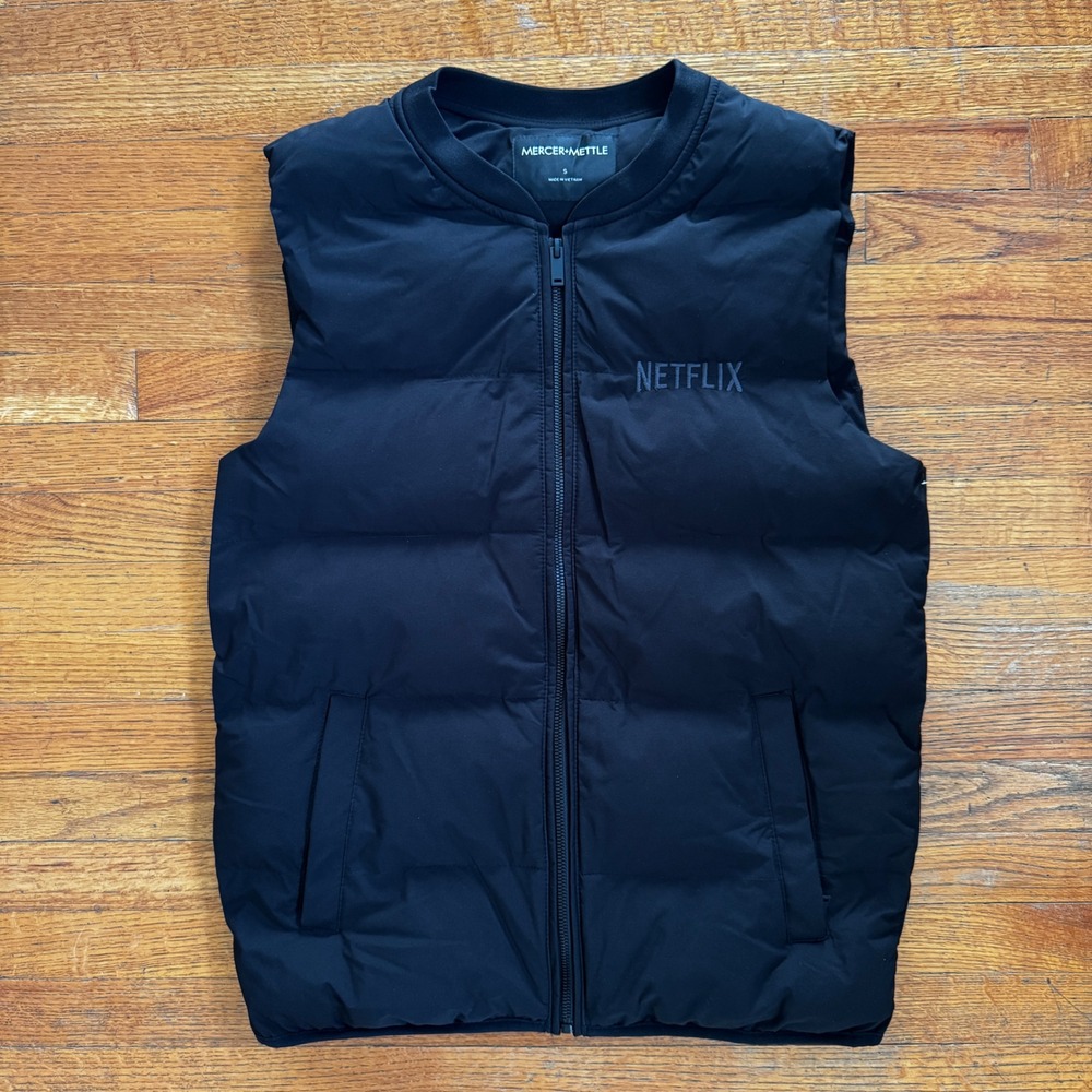 Mercer‎ + Mettle Netflix Puffer Vest Mens Small Black Full Zip Insulated